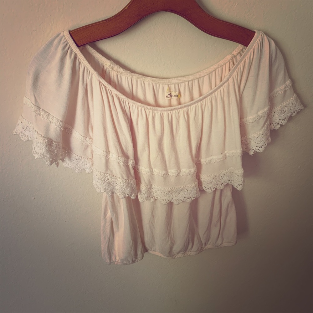Cream colored/off white lace boho top